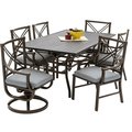 Seasonal Trends Audubon Dining Set, 7Piece, 6 Seating, Rectangle Table, Aluminum Tabletop, Gray Table 161008
